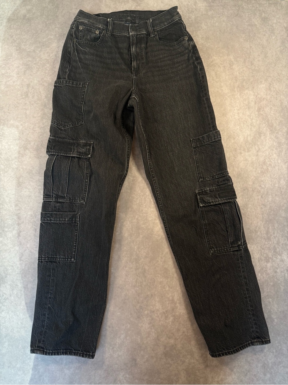 American Eagle Women’s Real Good Black Cargo Pocket Jeans Size 0 Regular